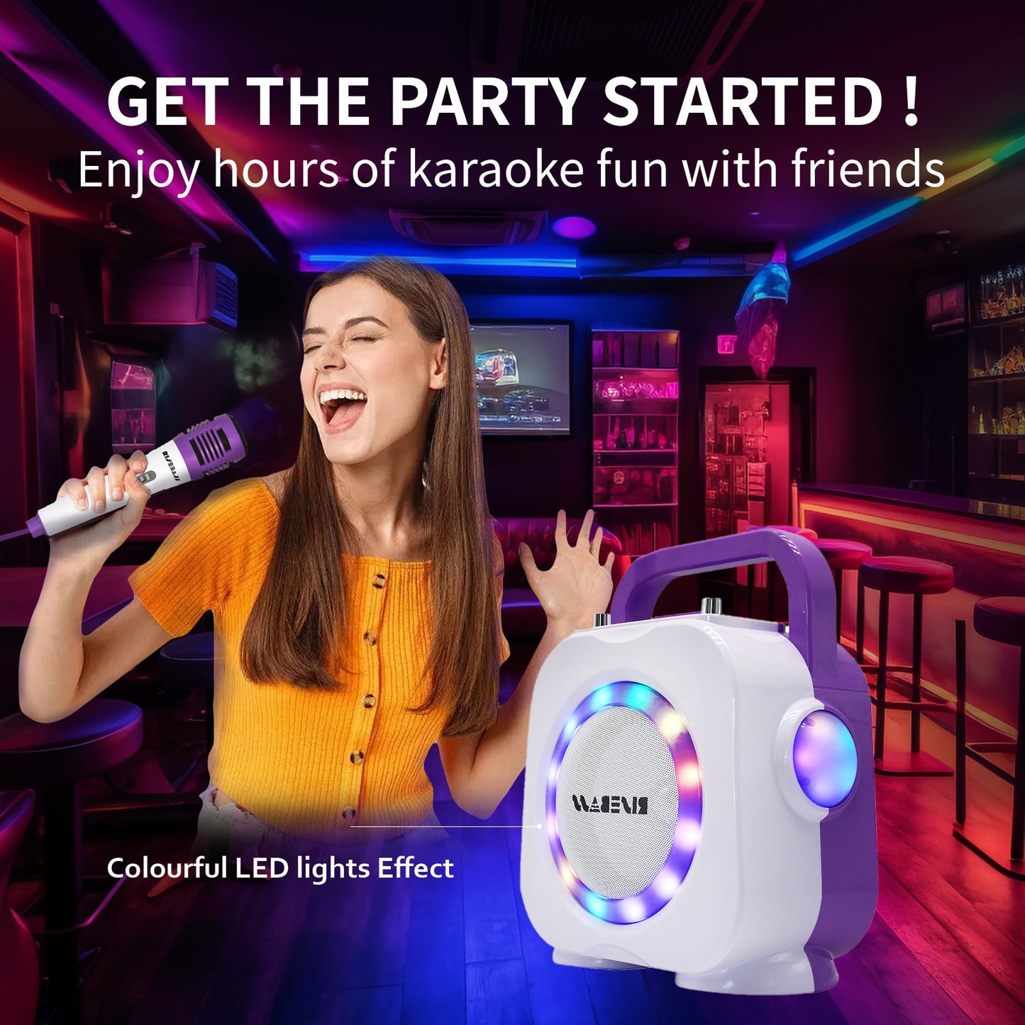 Karaoke Machine for Kids - Bluetooth Speaker with 2 Microphones - Portable Karaoke Machine for Girls and Boys - Birthday Gift Ages 2+