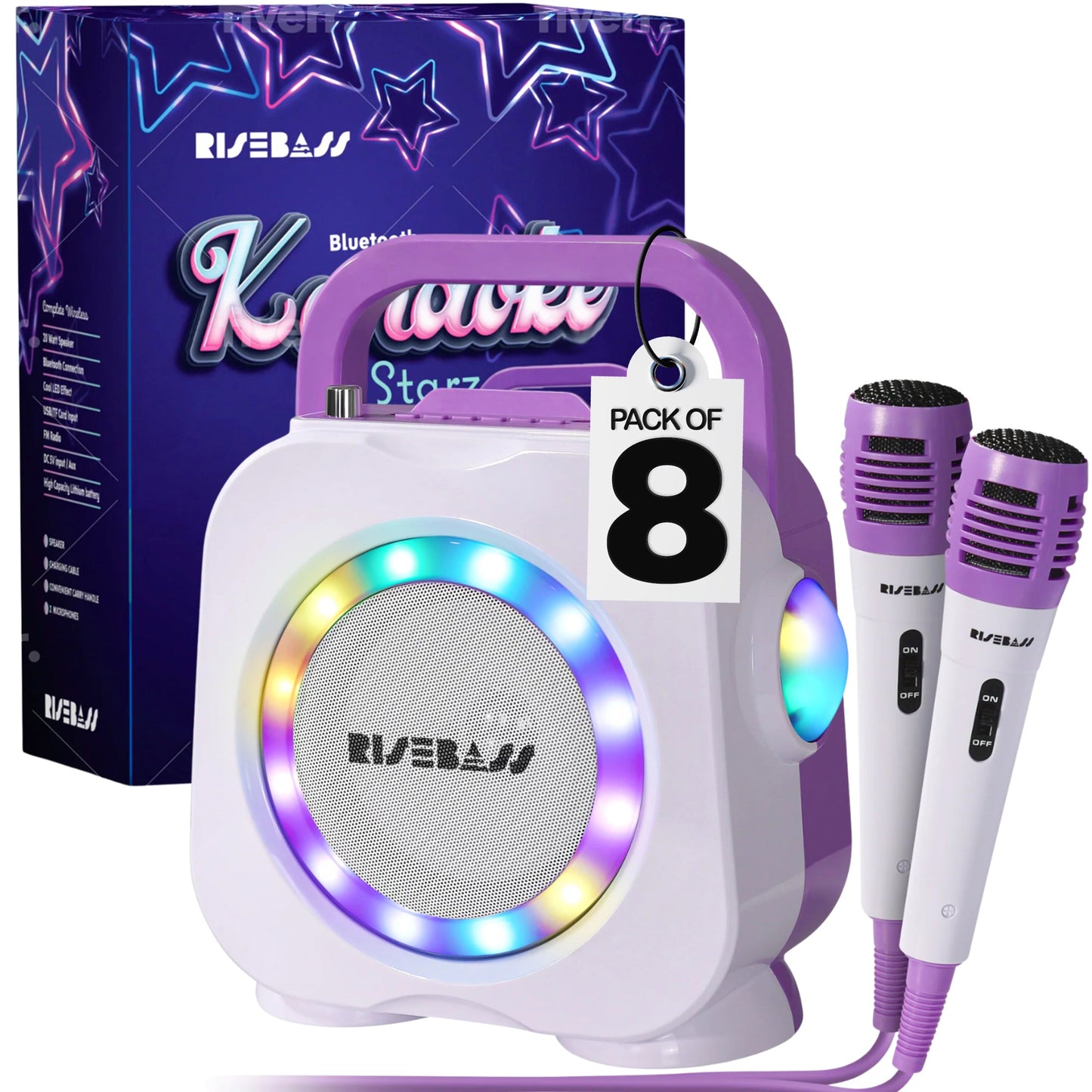 Karaoke Machine for Kids - Bluetooth Speaker with 2 Microphones - Portable Karaoke Machine for Girls and Boys - Birthday Gift Ages 2+