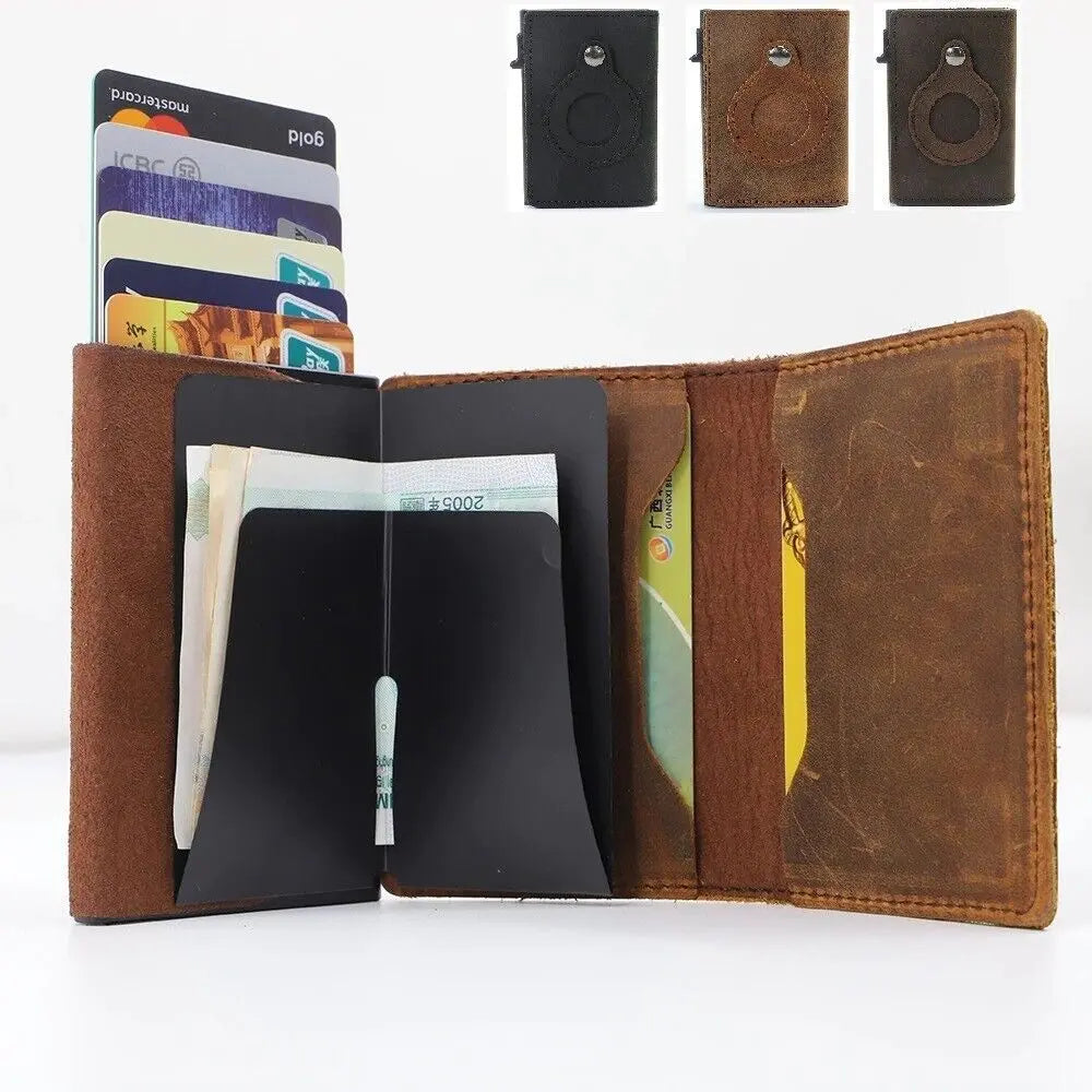 Airtag Leather Wallet Case with Card Holder Gizmo Grove Finds