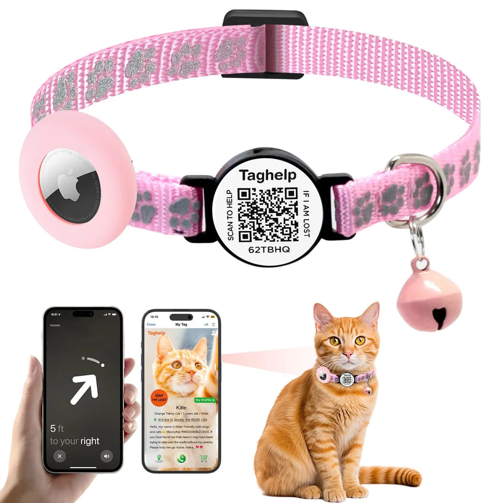Smart Reflective Cat Collar with AirTag Holder and Safety Buckle Gizmo Grove Finds