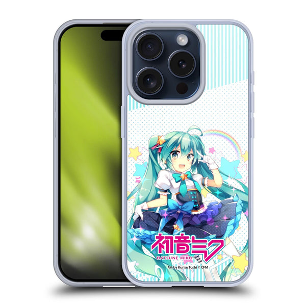 Head Case Designs Officially Licensed Hatsune Miku Stars and Rainbow Graphics Soft Gel Case Compatible with Apple iPhone 15 Pro