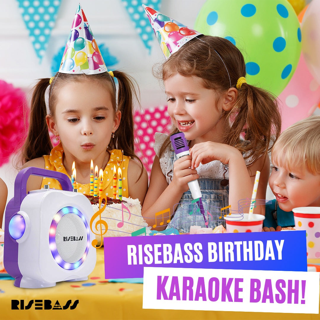 Karaoke Machine for Kids - Bluetooth Speaker with 2 Microphones - Portable Karaoke Machine for Girls and Boys - Birthday Gift Ages 2+