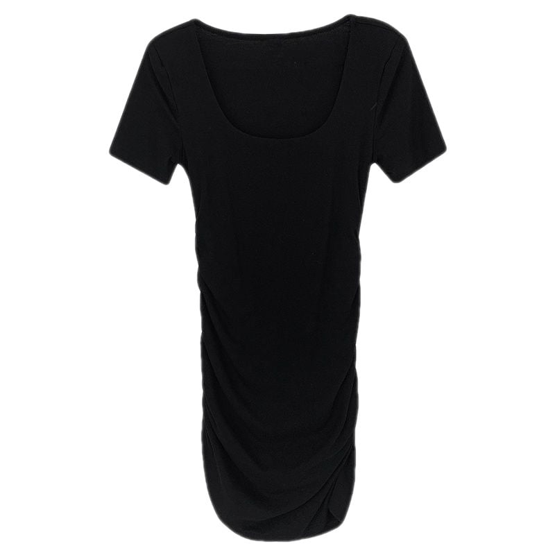 Square Cut Elegance Black Dress