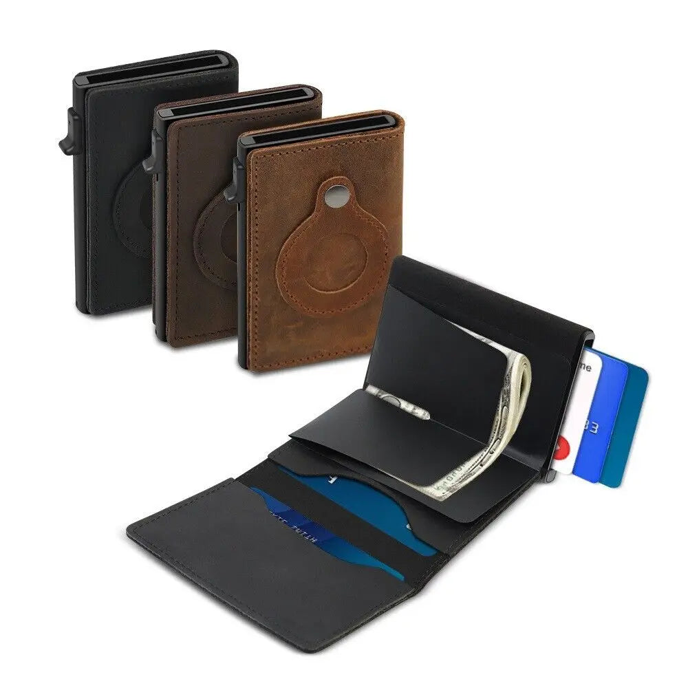 Airtag Leather Wallet Case with Card Holder Gizmo Grove Finds