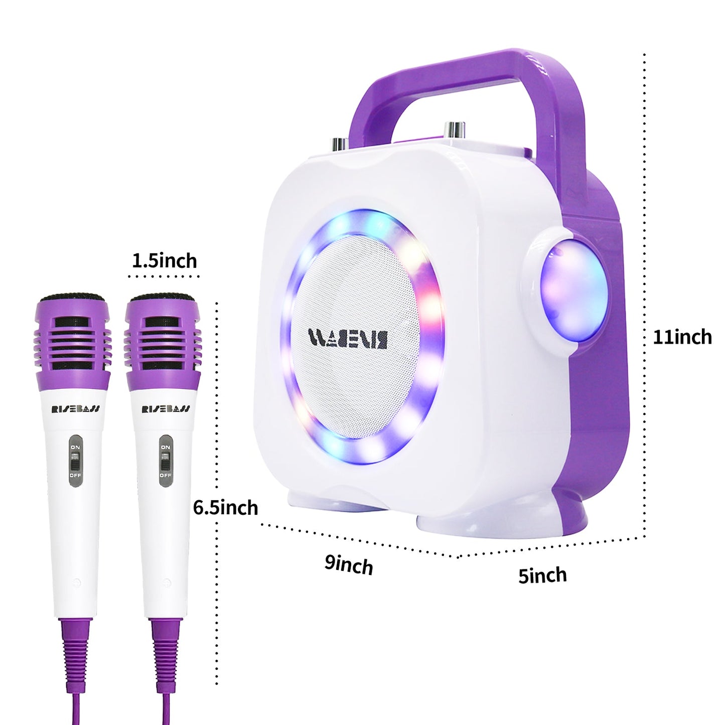 Karaoke Machine for Kids - Bluetooth Speaker with 2 Microphones - Portable Karaoke Machine for Girls and Boys - Birthday Gift Ages 2+