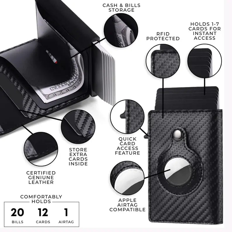 Airtag Leather Wallet Case with Card Holder Gizmo Grove Finds