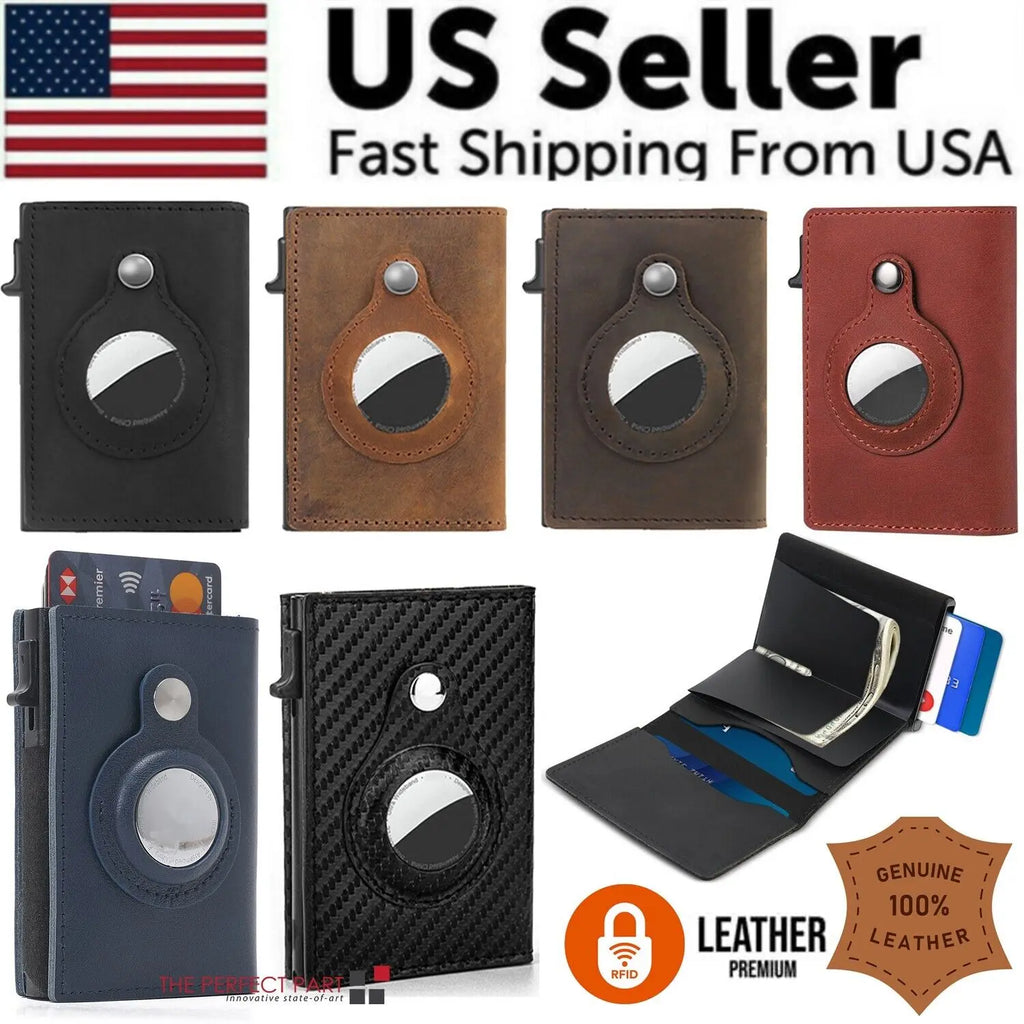 Airtag Leather Wallet Case with Card Holder Gizmo Grove Finds