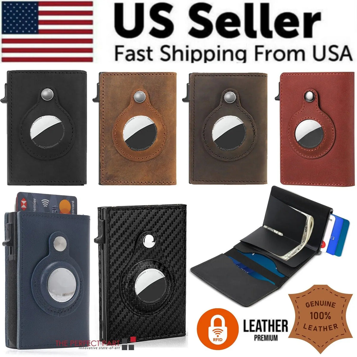 Airtag Leather Wallet Case with Card Holder Gizmo Grove Finds