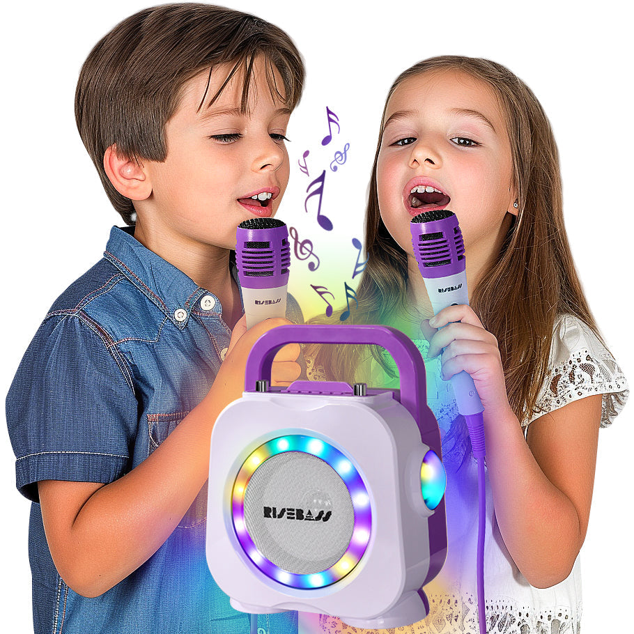 Karaoke Machine for Kids - Bluetooth Speaker with 2 Microphones - Portable Karaoke Machine for Girls and Boys - Birthday Gift Ages 2+