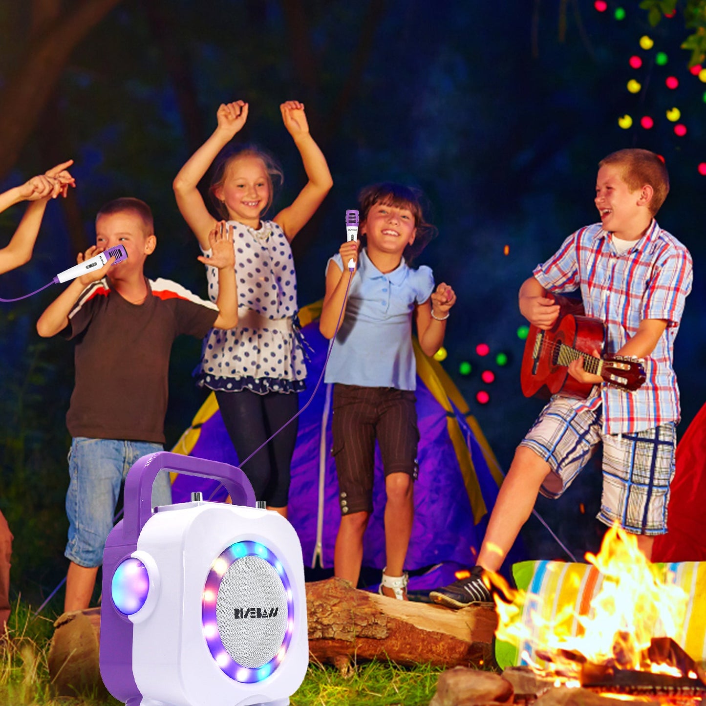 Karaoke Machine for Kids - Bluetooth Speaker with 2 Microphones - Portable Karaoke Machine for Girls and Boys - Birthday Gift Ages 2+